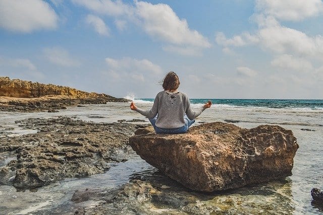 Girl meditation in nature