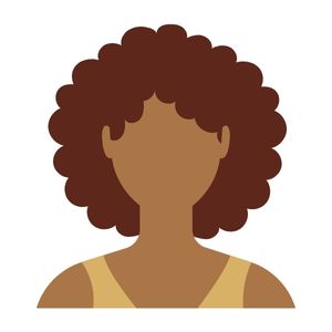 Woman with brown curly hair