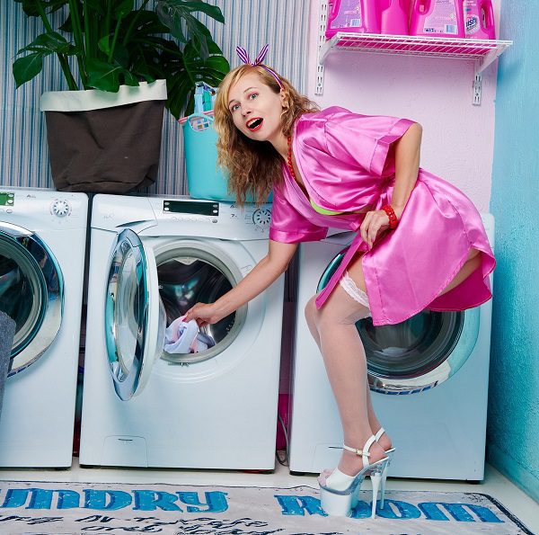 Woman in a laundry